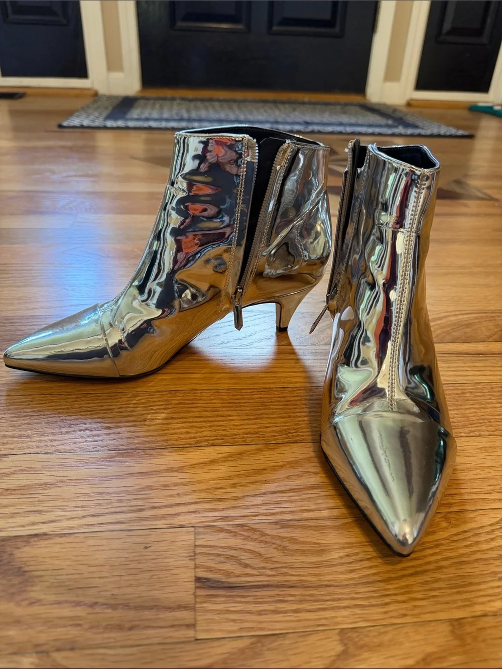 Sam Edelman Metallic Silver Pointed Toe Ankle Booties